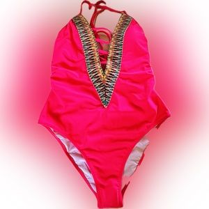 Hot🏝️NWT Sexy Brazilian Hot Pink One Piece by Live Life On the Beach